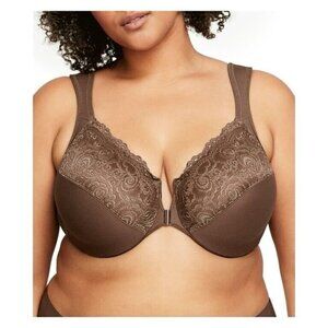 Glamorise 40DD Bra Brown Front Close Wonderwire 1245 Full Figure Wide Strap